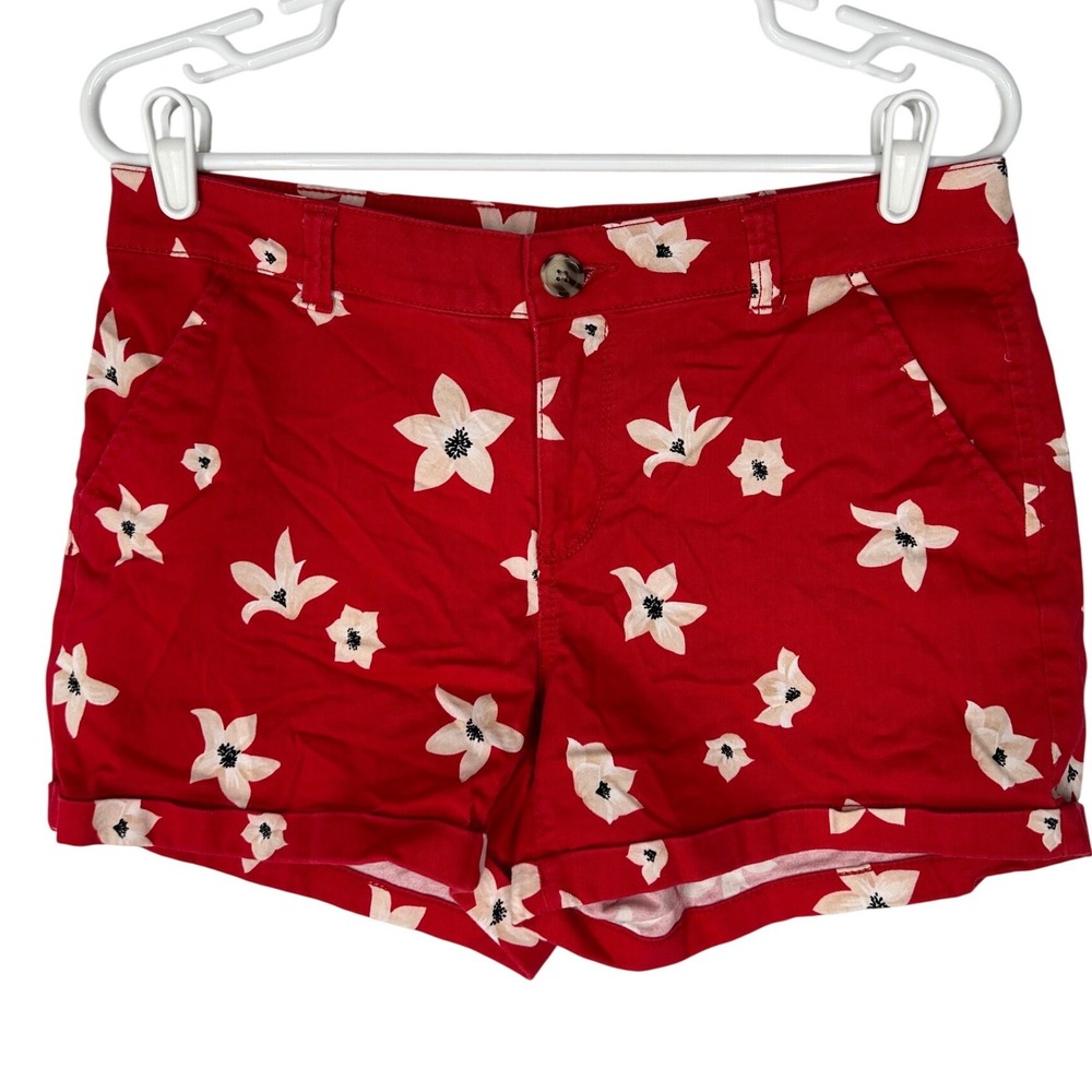 So Brand Low Rise Favorite Midi Red with Floral Pattern Shorts Junior Size 11